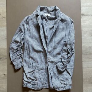 Max Studio Pinstriped Navy and White Womens Linen Blazer